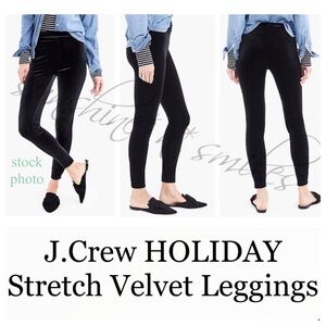 J.CREW Holiday STRETCH BLACK VELVET LEGGINGS Slim Fit Pants size MEDIUM
